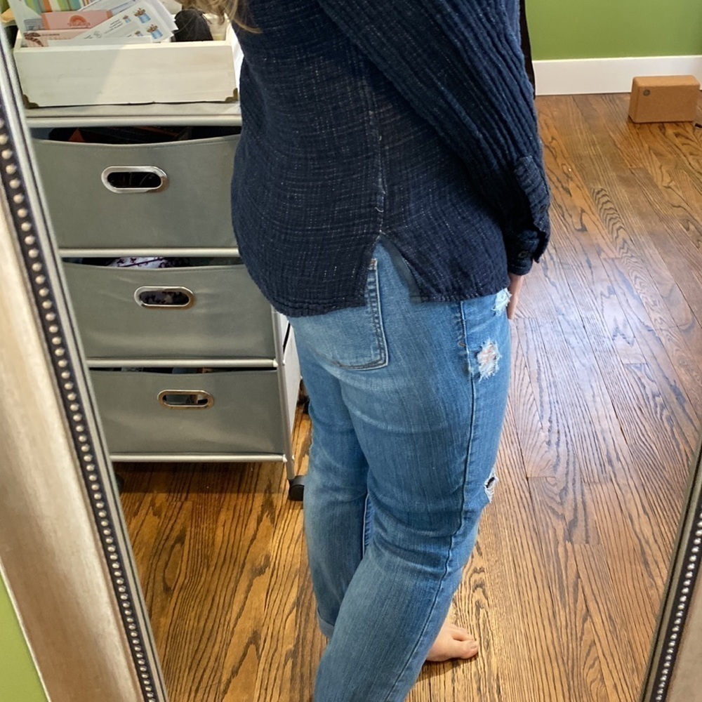 Gray By Saks Fifth Ave Linen Button Down Shirt Navy EUC - Picture 10 of 14